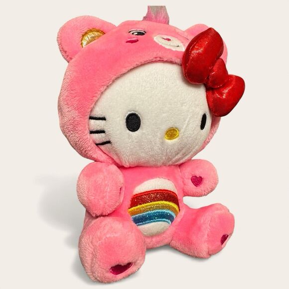 HELLO KITTY x CARE BEARS Collab Cheer Bear 9” Sanrio Plush NWOT Y2K Rainbow - Picture 2 of 6